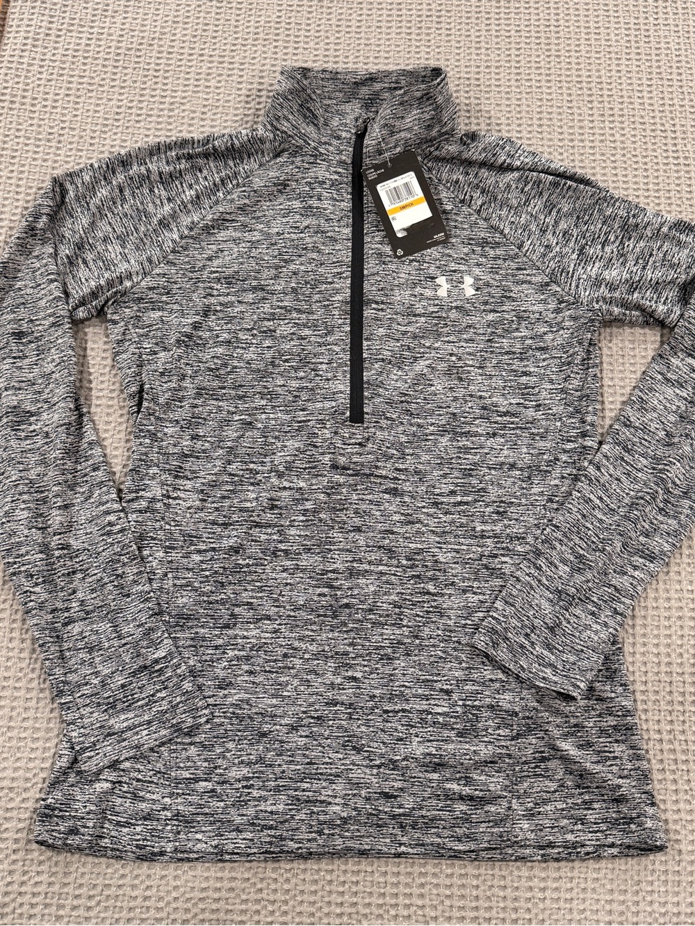 Under Armour Heathered Black and White Quarter-Zip Pullover